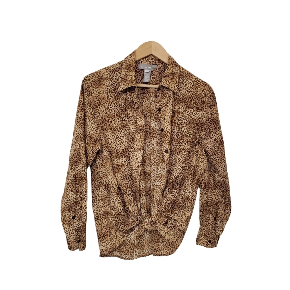 Jones New York Women 1X Large Leopard Animal Print Shacket Button Shirt